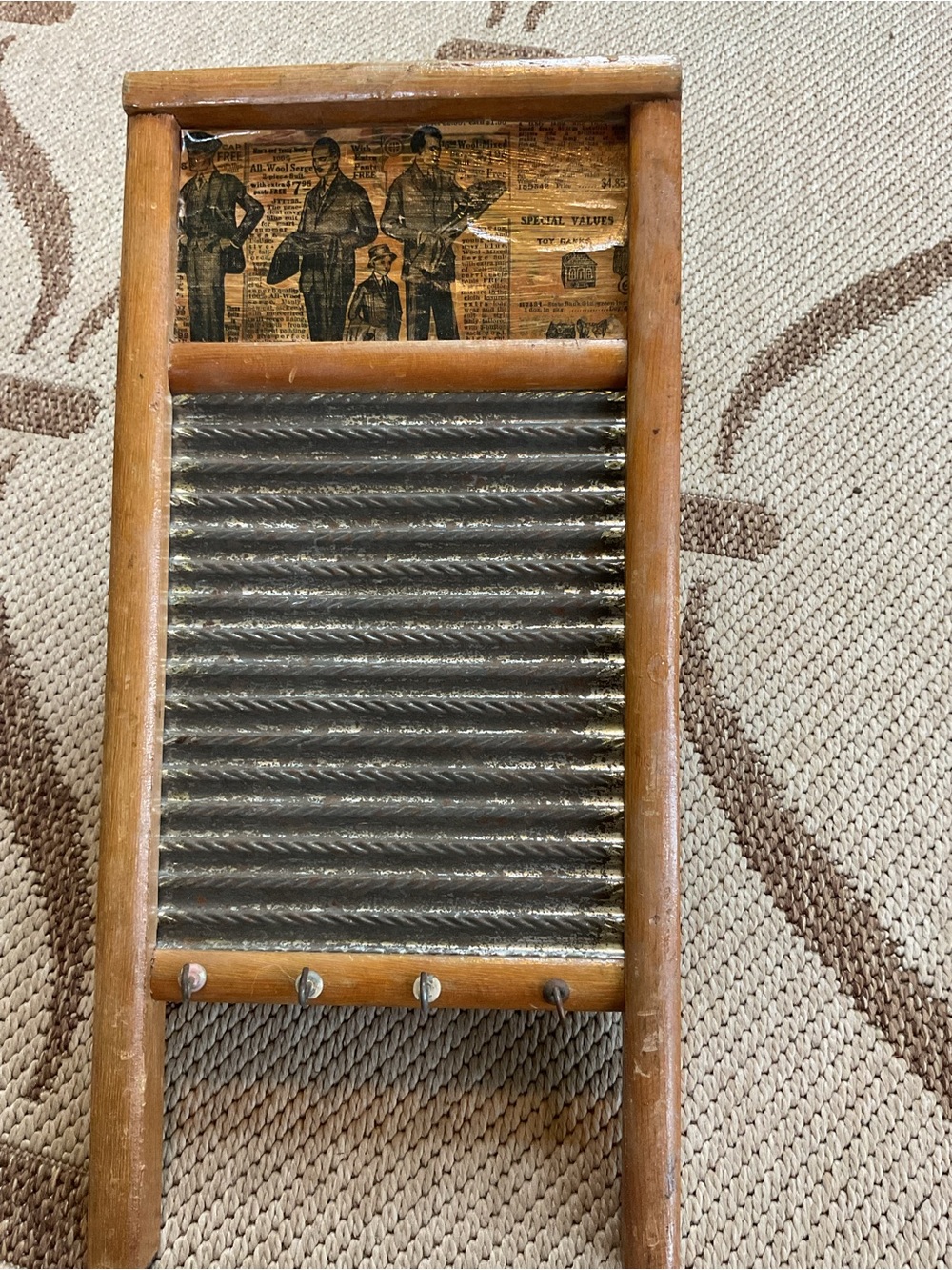 Vintage Columbus Washboard Co. with Metal Ridges - Brown and Silver